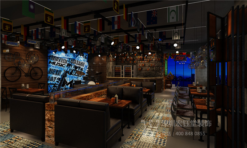 鄭州復古工業風特色餐廳裝修設計案例