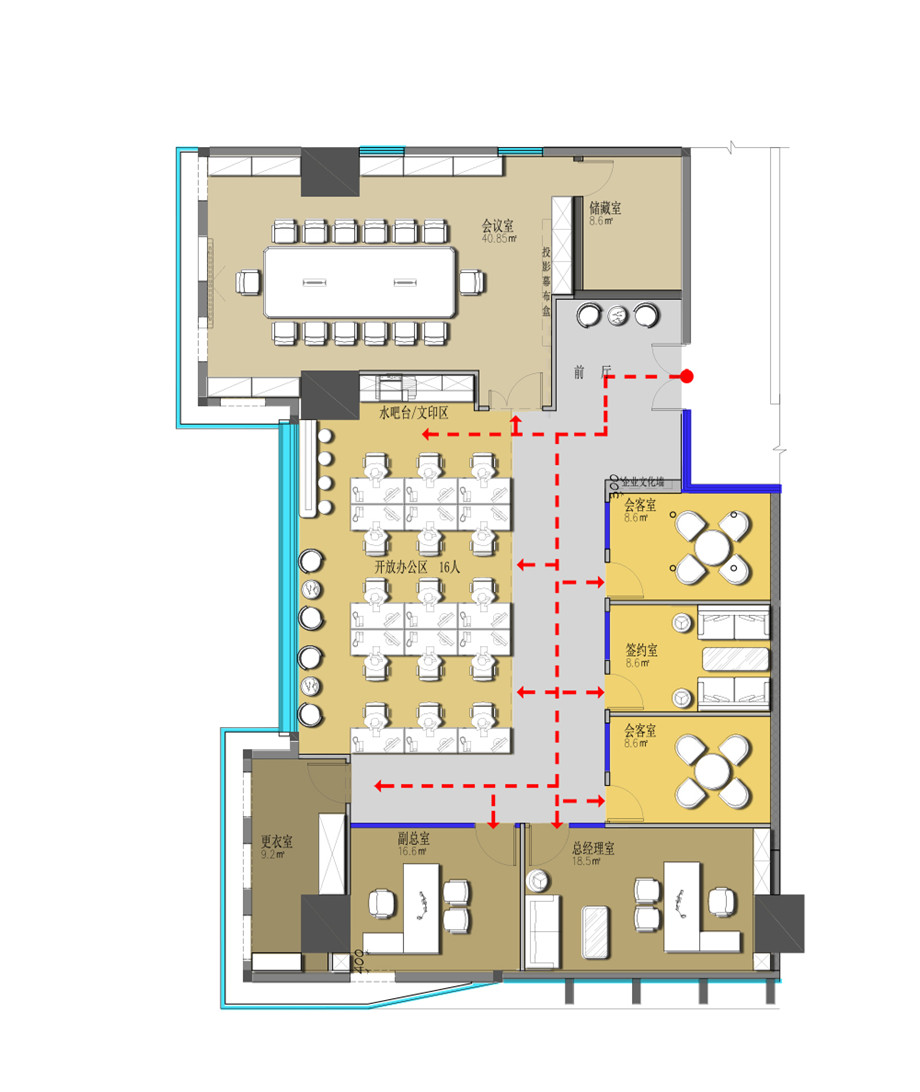 鄭州辦公室裝修設(shè)計案例-恒天明澤公司交通動線圖 鄭州辦公室裝修設(shè)計案例-恒天明澤公司交通動線圖