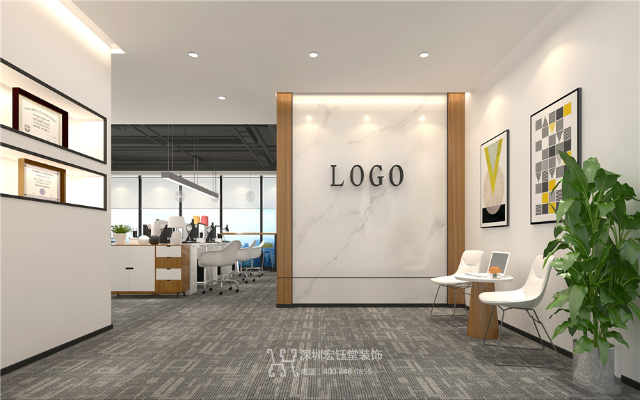 鄭州辦公室裝修設(shè)計案例-恒天明澤公司前臺效果圖 鄭州辦公室裝修設(shè)計案例-恒天明澤公司前臺效果圖