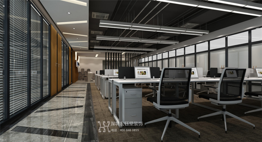 河南城之光照明工程有限公司企業辦公室敞開辦公區裝修設計案例