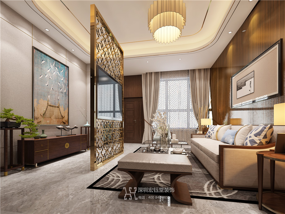 濮陽江南里現(xiàn)代中式別墅樣板間客廳裝修設(shè)計效果圖 濮陽江南里現(xiàn)代中式別墅樣板間客廳裝修設(shè)計效果圖