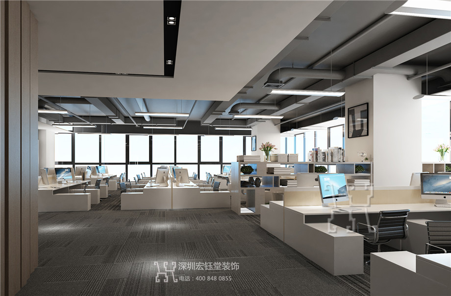 鄭州楷林秉原投資擔保公司辦公室辦公區裝修設計效果圖