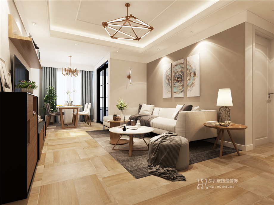 鄭州九龍國(guó)際簡(jiǎn)約樣板間裝修案例-87平B4戶型-客廳裝修效果 鄭州九龍國(guó)際簡(jiǎn)約樣板間裝修案例-87平B4戶型-客廳裝修效果