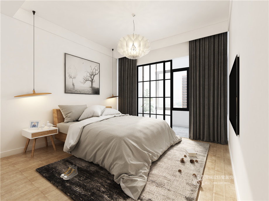 鄭州九龍國(guó)際簡(jiǎn)約樣板間裝修案例-87平B4戶型-臥室裝修效果 鄭州九龍國(guó)際簡(jiǎn)約樣板間裝修案例-87平B4戶型-臥室裝修效果