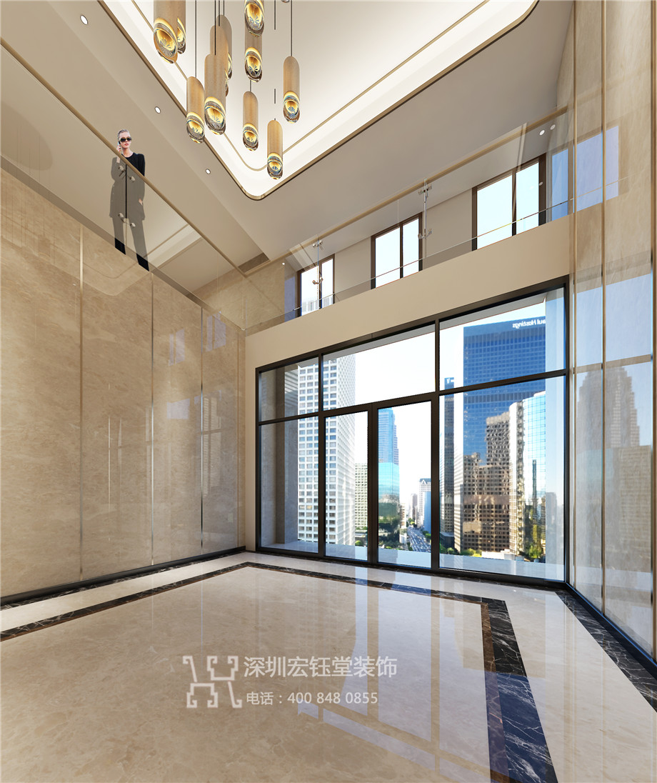 鄭州弘昊汽車配件公司辦公樓大廳裝修設計方案