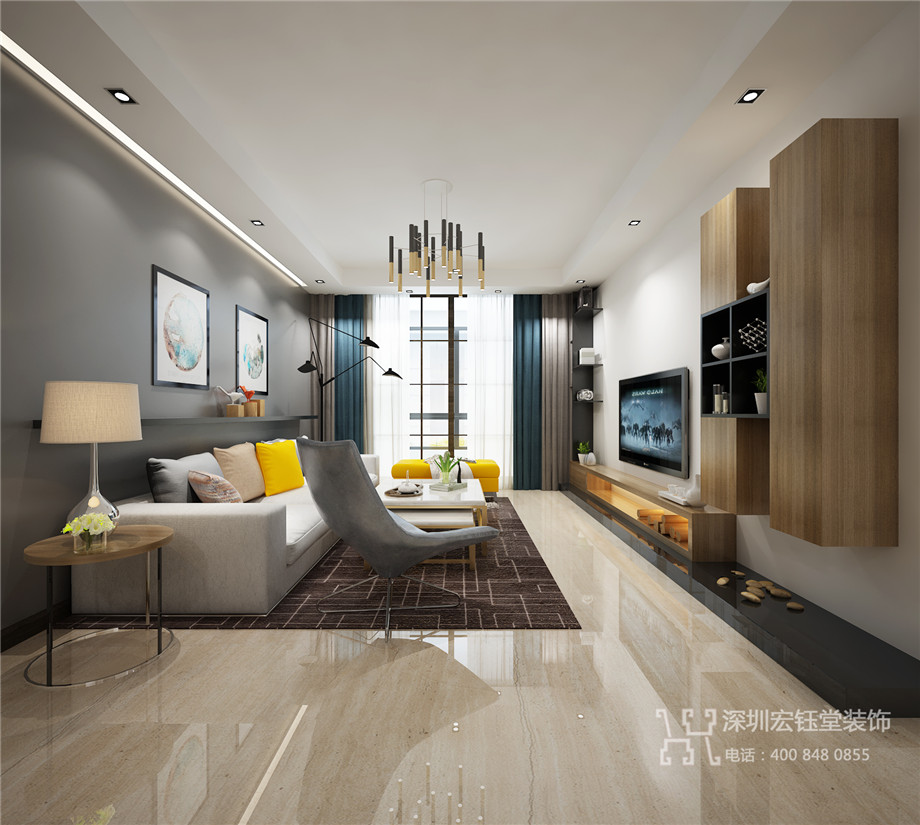 鄭州樣板間裝修設計案例-天譽龍邸客廳設計效果圖 鄭州樣板間裝修設計案例-天譽龍邸客廳設計效果圖