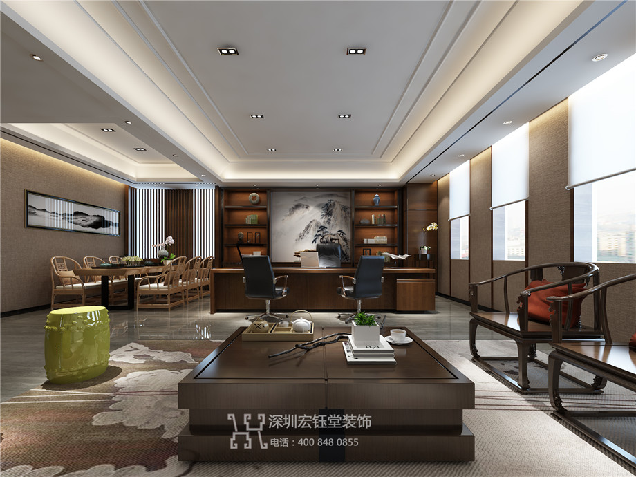 河南鼎力電力公司新中式中式辦公室裝修設計案例