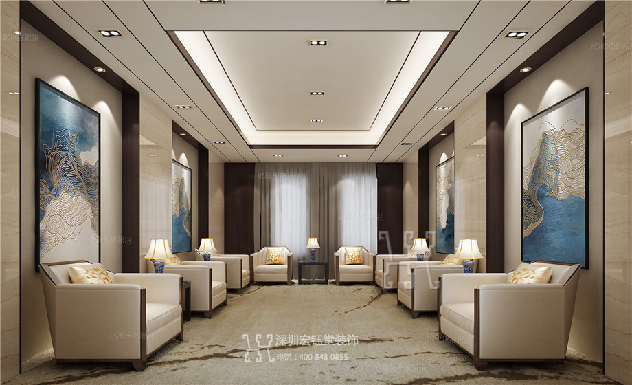 河南鼎力電力公司中式辦公室裝修設計方案