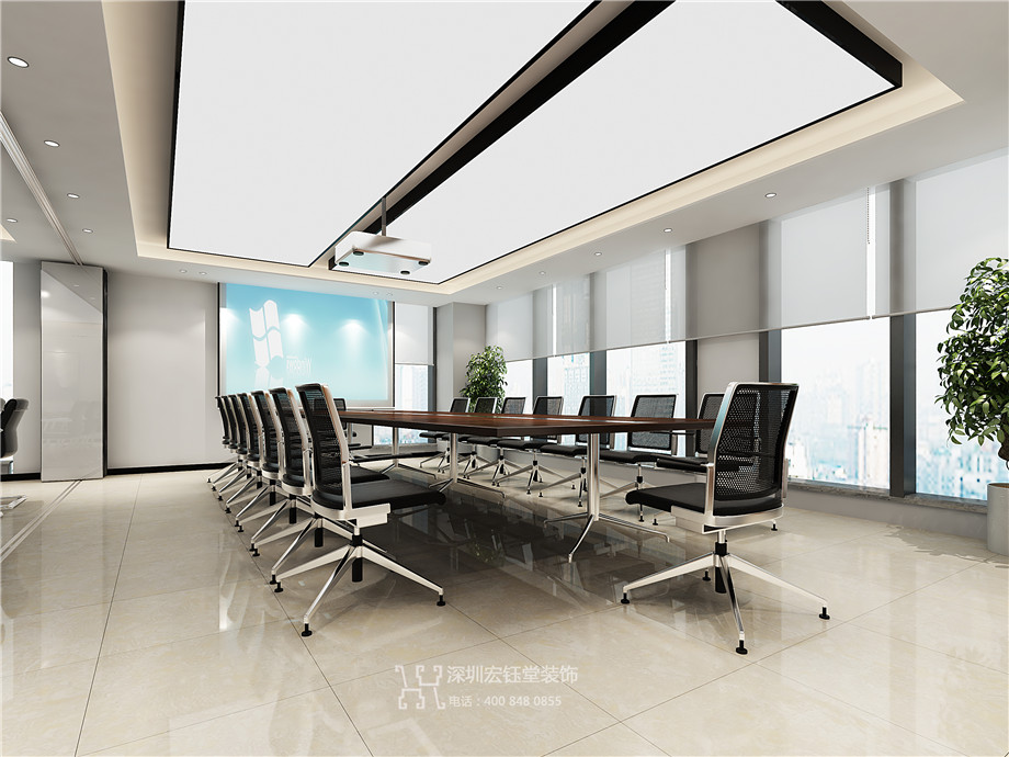 鄭州企業公園地產公司辦公室會議室裝修設計圖