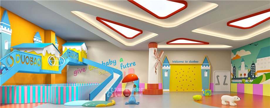 鄭州多寶兒童成長中心攀爬游樂區裝修設計方案