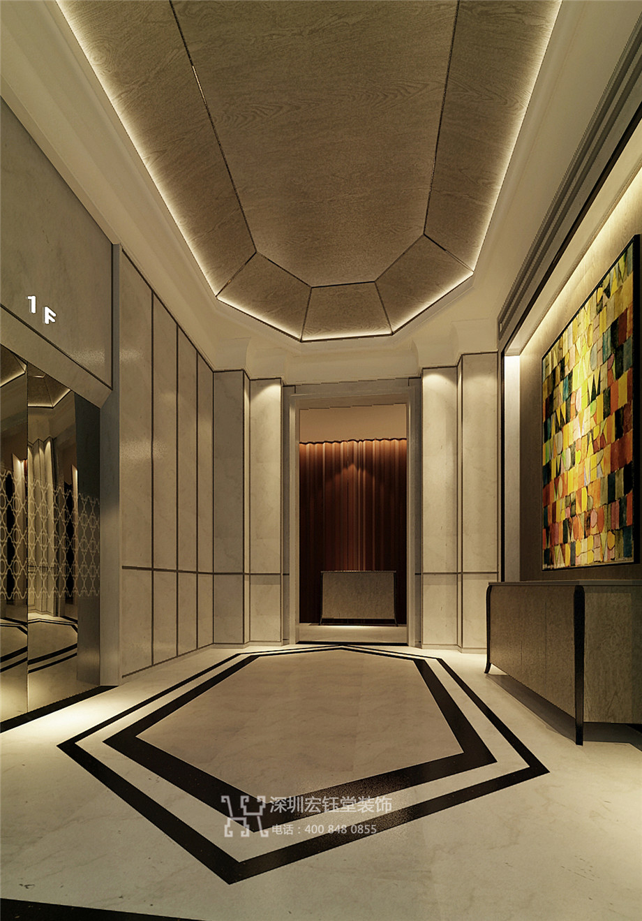 開封東方豪庭精品商務酒店電梯廳裝修設計效果圖 開封東方豪庭精品商務酒店電梯廳裝修設計效果圖