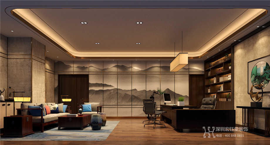 河南二十冶新中式集團董事長辦公室裝修設計方案 河南二十冶新中式集團董事長辦公室裝修設計方案