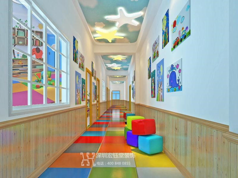 鄭州美國艾利特高端幼兒園走廊裝修設計案例 鄭州美國艾利特高端幼兒園走廊裝修設計案例