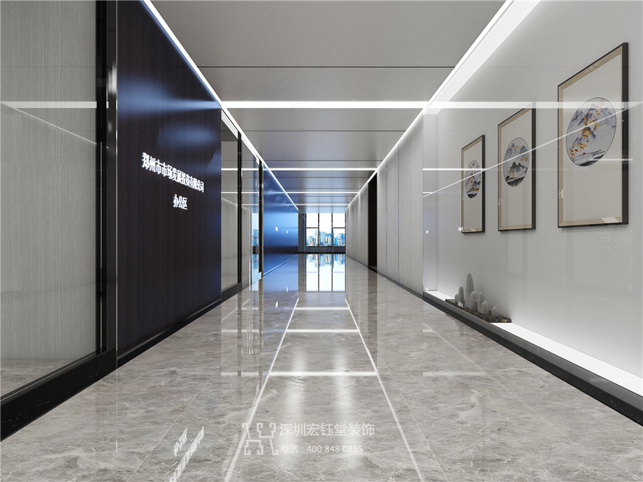 鄭州市市場發展投資有限公司整層辦公室裝修案例-電梯廳設計效果圖 鄭州市市場發展投資有限公司整層辦公室裝修案例-電梯廳設計效果圖