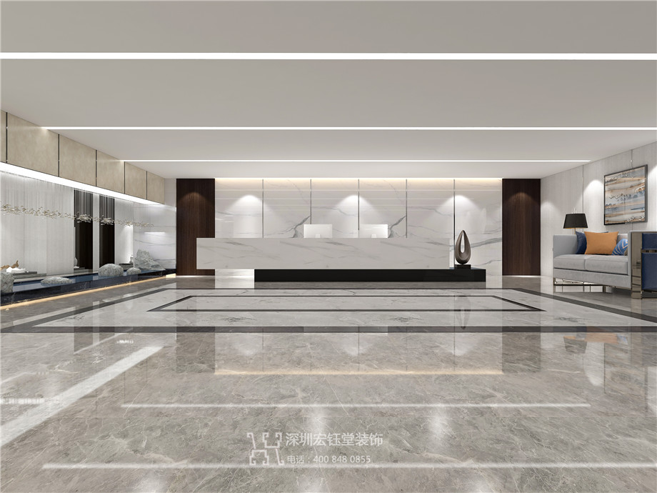 鄭州市市場發展投資有限公司整層辦公室裝修案例-辦公室接待大廳設計效果圖 鄭州市市場發展投資有限公司整層辦公室裝修案例-辦公室接待大廳設計效果圖