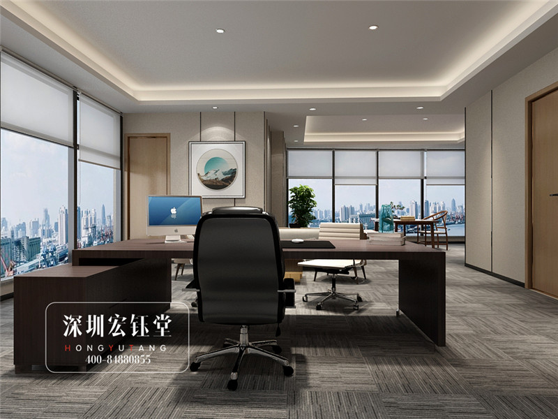 河南鷹豪科技公司新中式董事長辦公室裝修設(shè)計(jì)圖 河南鷹豪科技公司新中式董事長辦公室裝修設(shè)計(jì)圖