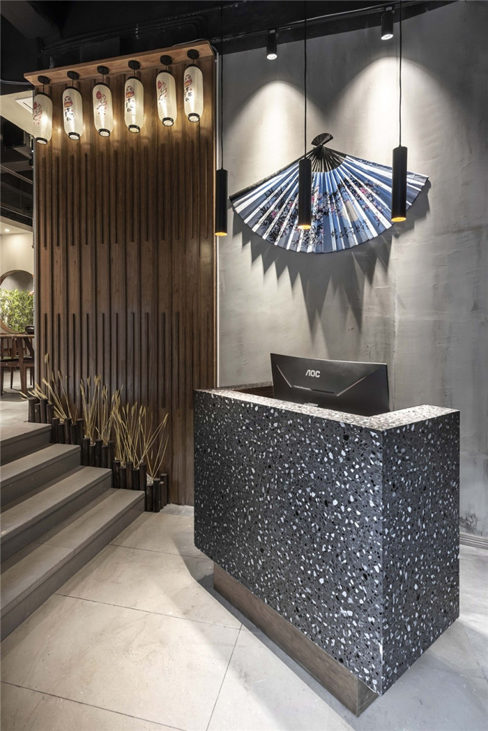 日式烤肉店裝修    故里烤肉燒烤餐廳接待臺裝修設計實景圖