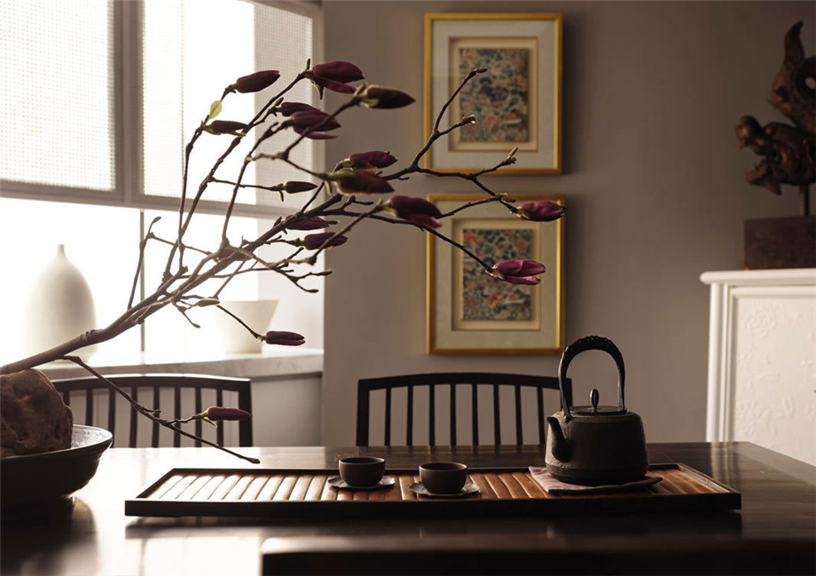 鄭州小型禪意新中式辦公室茶臺裝修實景圖